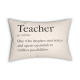 Decorative Lumbar Throw Pillow, Black and Beige Teachers Inspire Word